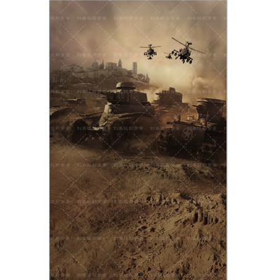 男童吃鸡摄影背景布战争主题炮火拍照背景纸室内儿童主题背景布