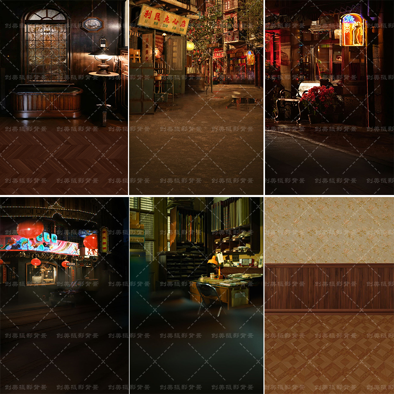 老上海80年代复古老背景影视繁花系列写真布旗袍怀旧上海滩背景纸
