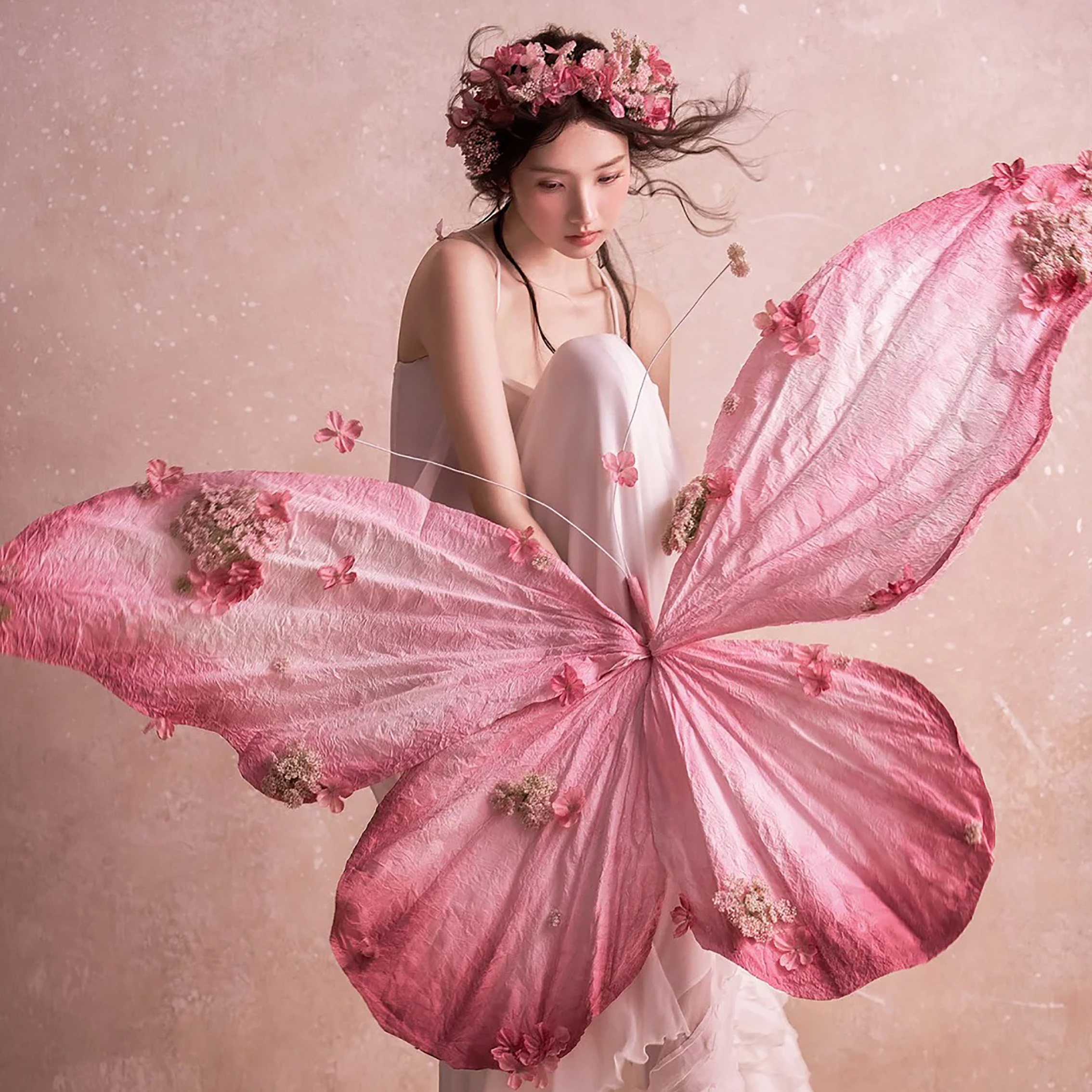 影棚婚纱拍照皮粉油画摄影背景布室内高级肌理少女油画拍照背景纸