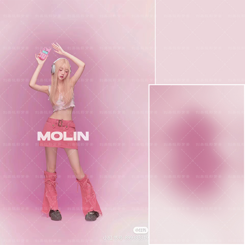 商拍淘宝服饰毕业照喷绘油画布背景影楼粉色异形摄影写真背景纸图片