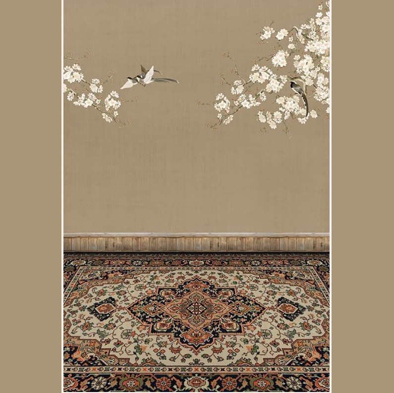 民国风全家福古装背景室内工笔画背景布过年春节拍照艺术摄影背景