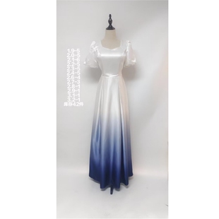 女士蓝色渐变礼仪礼合唱服短袖独唱129合唱节大合唱北京服装租赁