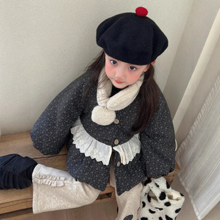 GLP KISS韩版童装女童棉衣25冬季新儿童碎花花边甜美加厚保暖棉服