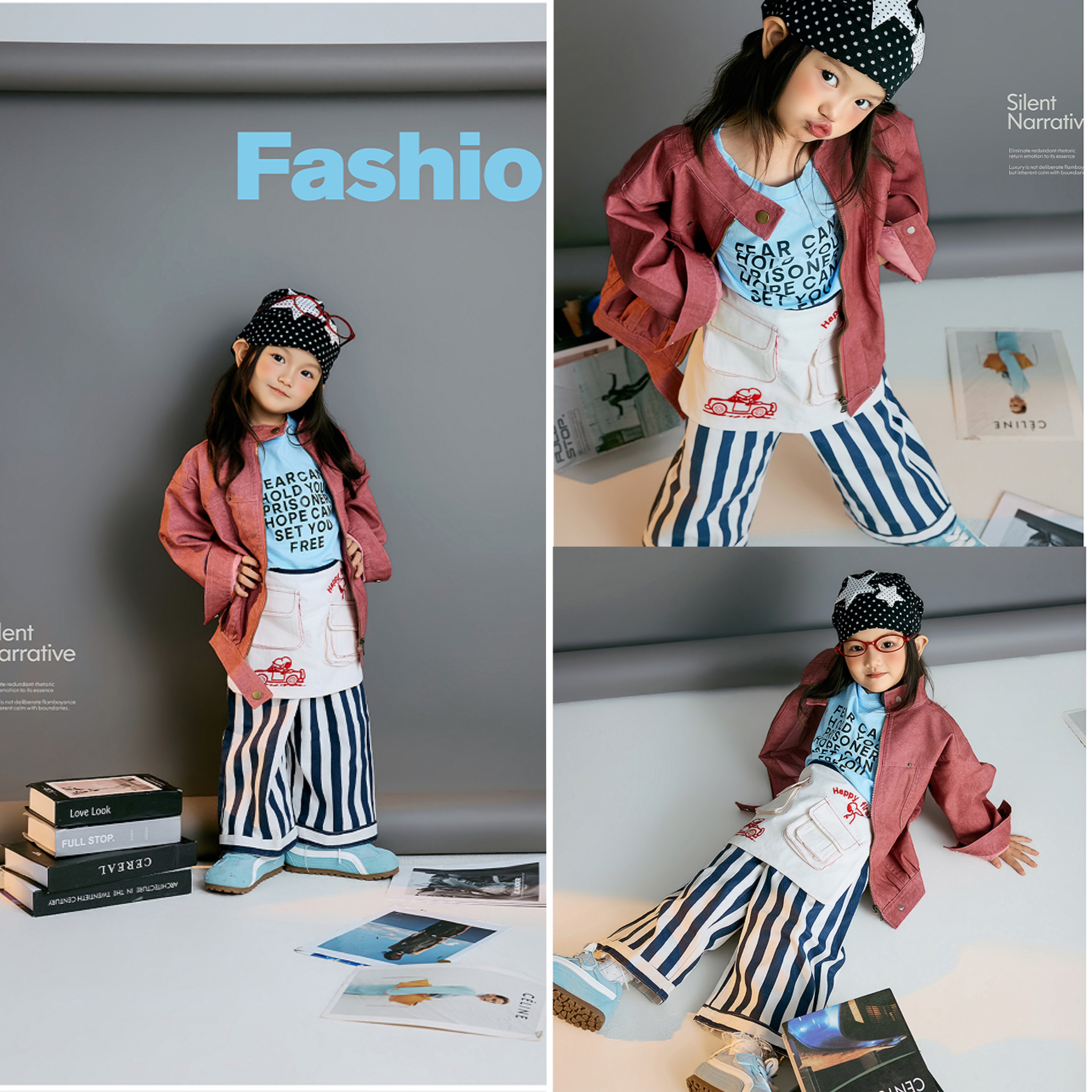 新款儿童摄影服装潮童女孩牛仔裤套装影楼拍照主题写真艺术照潮服