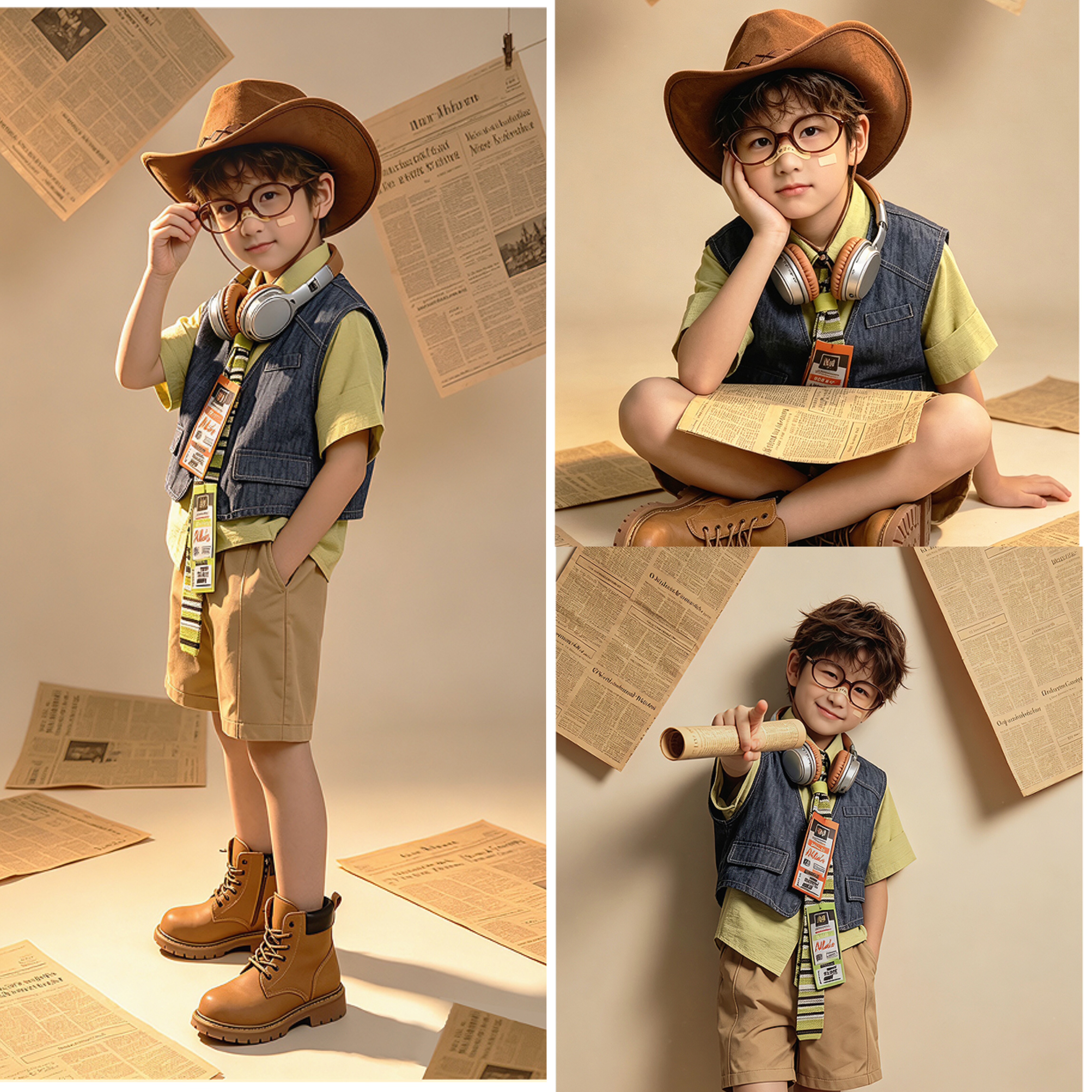 新款儿童摄影服装影楼拍照写真潮服牛仔套装时尚韩版外景表演出服