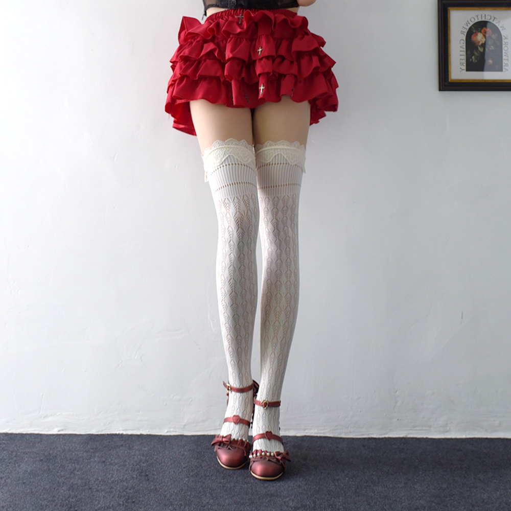 Lolita复古蕾丝花边过膝袜
