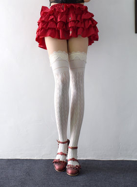 Lolita复古蕾丝花边过膝袜
