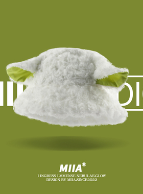 甜美可爱小羊耳朵软糯羊卷毛渔夫帽子女秋冬保暖学生百搭萌系盆帽