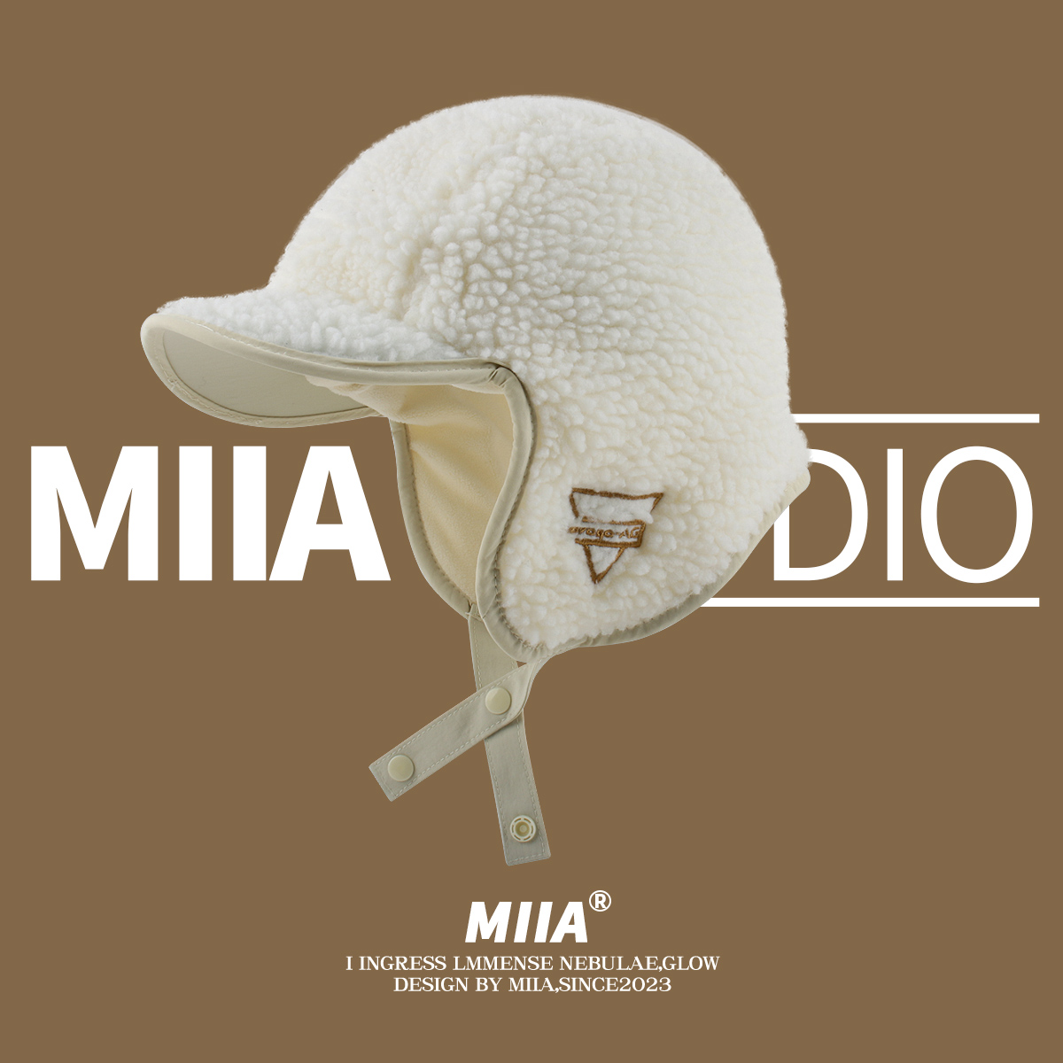 秋冬ins日系羊羔毛护耳雷锋帽中性休闲百搭飞行员套头帽子显脸小