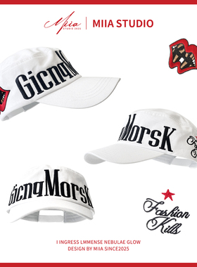 美式字母刺绣棒球帽子女款双色平顶宽帽檐大头围显脸小鸭舌帽潮男