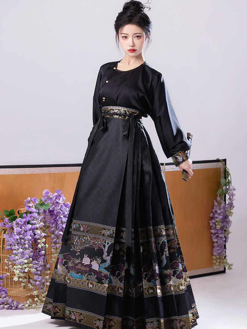 NANSHAN CHARMING HANFU JADE RABBIT ZHEGUI 오리지널 모조 진주 토끼 MINGMA 페이스 스커트 TANG 라운드 넥 셔츠 매일 사용 가능한 다목적