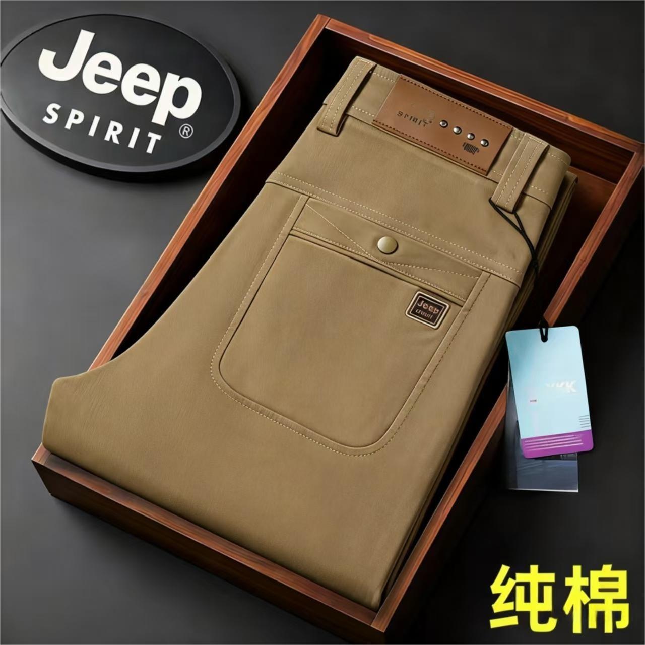JEEP吉普纯棉休闲裤男士2026新款大码直筒高腰西裤春夏款弹力长裤