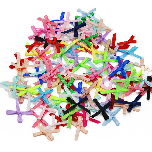 (100个每包)3mm丝带宽度 迷你缎带蝴蝶结手打蝴蝶结DIY发饰装饰