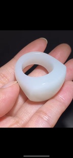 玉种糯细腻油润 白度一级 佩戴大气21.2mm 马鞍戒 新疆和田玉籽料