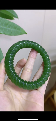 天然精品新疆和田籽料碧玉 麻花绞丝手镯 55mm正品证书二十年老店