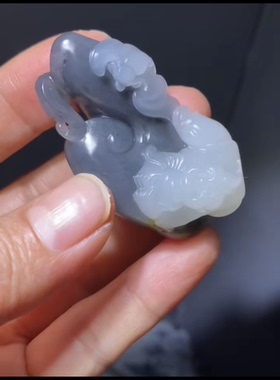 新疆和田玉籽料青花墨玉 送福童子 一级白温润油糯27×46×15.5mm