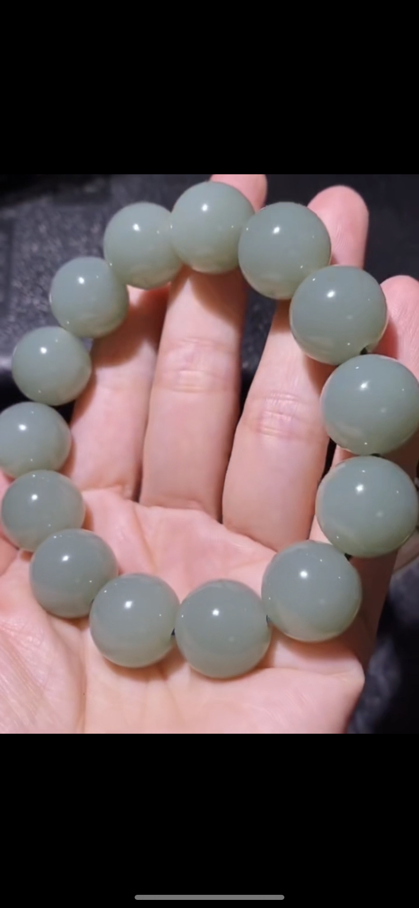 天然精品新疆和田籽料沙枣青 圆珠手串16mm 细度过灯正品证书老店