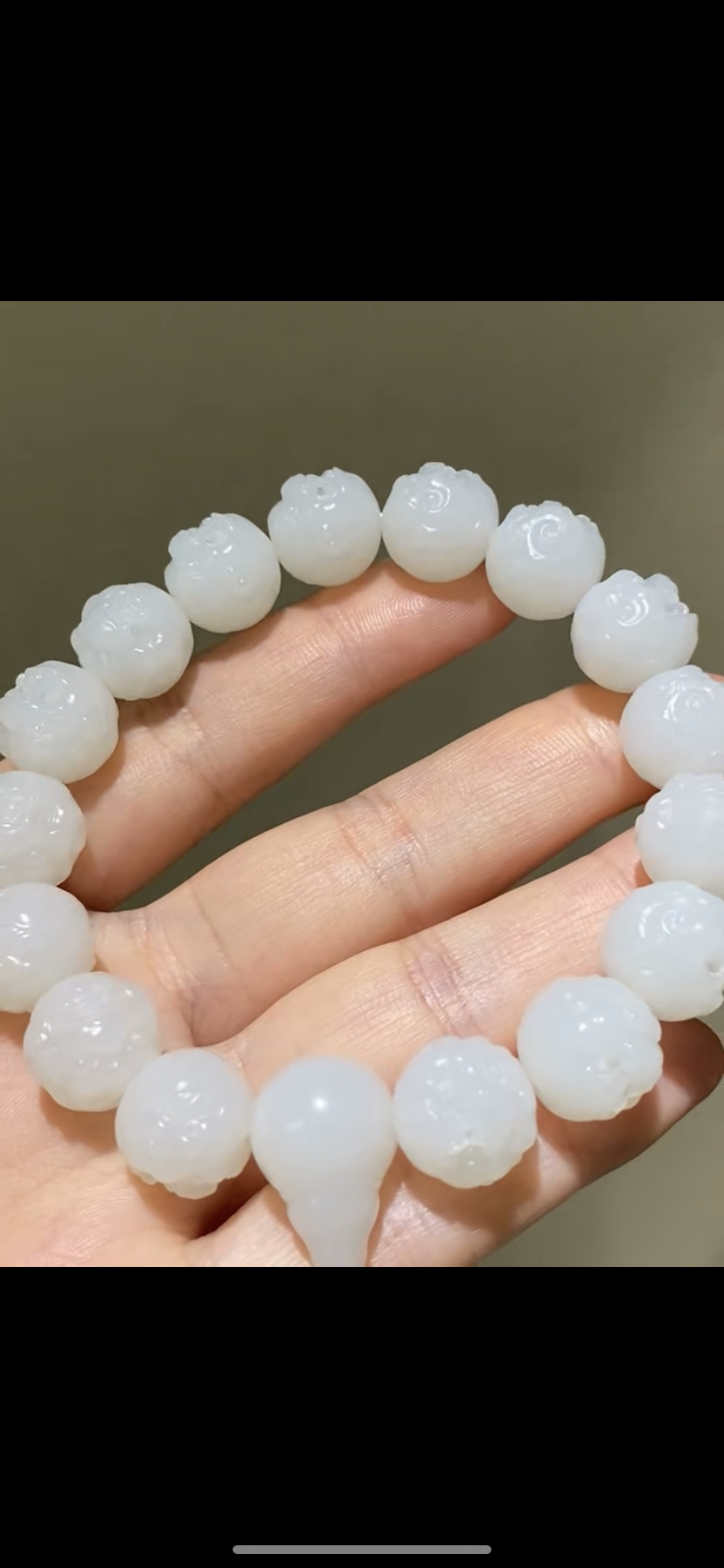 天然精品新疆和田籽料兽面圆珠手串一级白13mm正品带证书全国复检