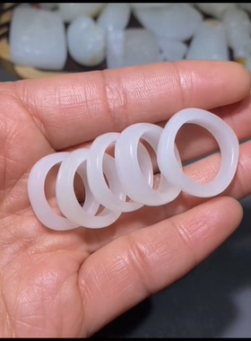 高品质新疆和田玉籽料方戒 脂白肉细糯 温润细腻  16/17.5/18.5mm