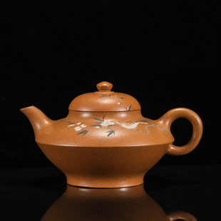 工艺师蒋惠和石降坡泥 泥绘合欢壶文人紫砂壶宜兴原矿全手工精品