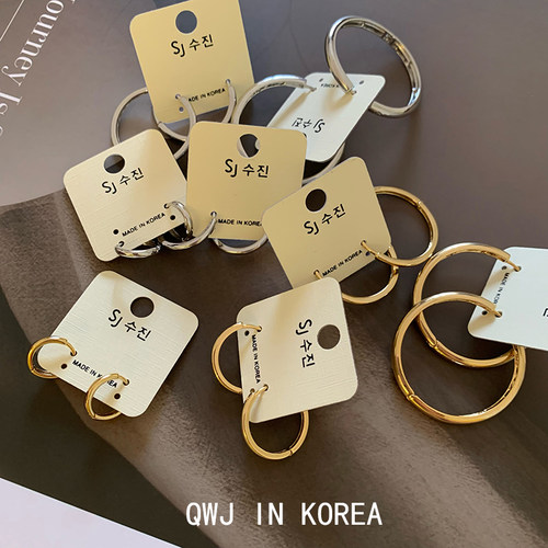 韩国进口S勾金色银色耳圈