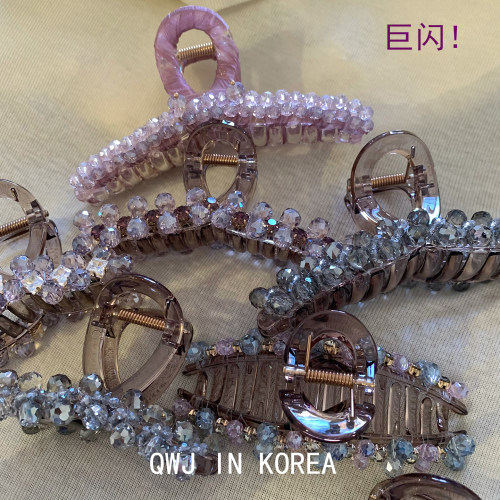韩国高透仿水晶串珠鲨鱼夹大号