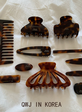 很高级中古色！韩国进口France金标玳M色发夹醋酸边夹抓夹鲨鱼夹