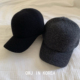 韩国进口秋冬羊毛鸭舌帽深灰黑色百搭保暖显脸小棒球帽毛线帽子
