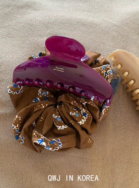 新色jue美海葵紫 韩国进口France金标大号椭圆形鲨鱼夹发抓发夹