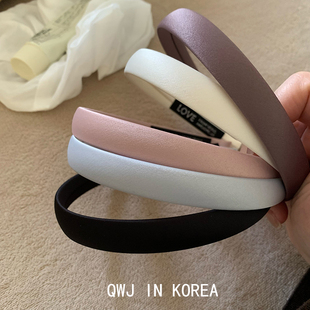 低饱和色系 韩国进口LOVE发箍简约高级百搭纯色缎面头箍法式发卡