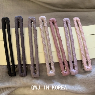 韩国进口边夹法式优雅缎面缠绕长款鸭嘴夹气质刘海侧边夹纯色百搭