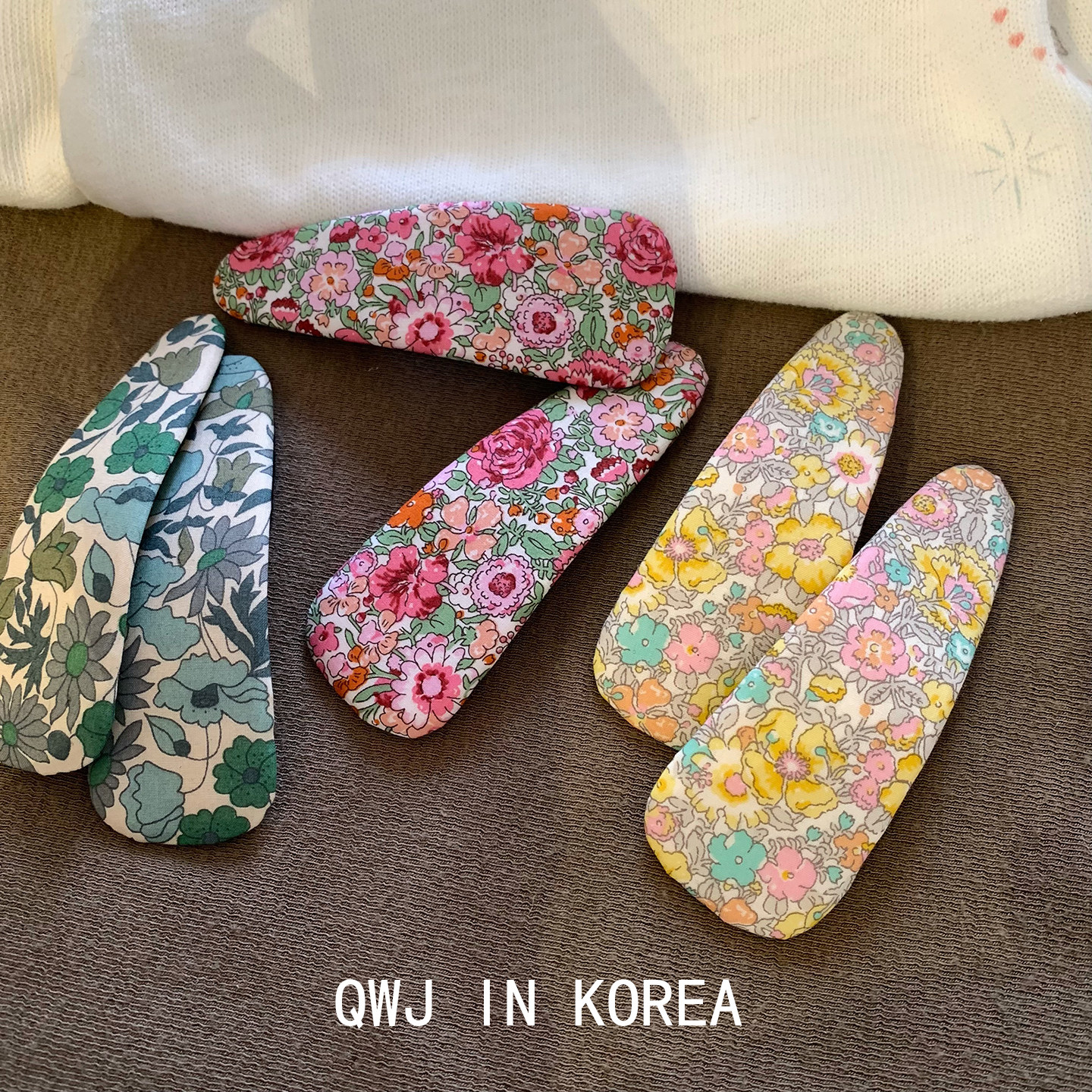 韩国进口手工碎花包布三角边夹复古浪漫棉布艺花朵刘海夹BB夹发夹