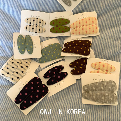 韩国进口边夹秋冬针织波点BB夹