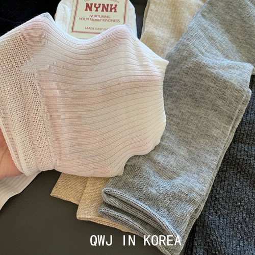韩国进口春夏透气轻薄棉袜中筒袜