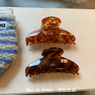 韩国进口France金标大号椭圆形焦糖玳瑁色晕染鲨鱼夹盘发抓夹