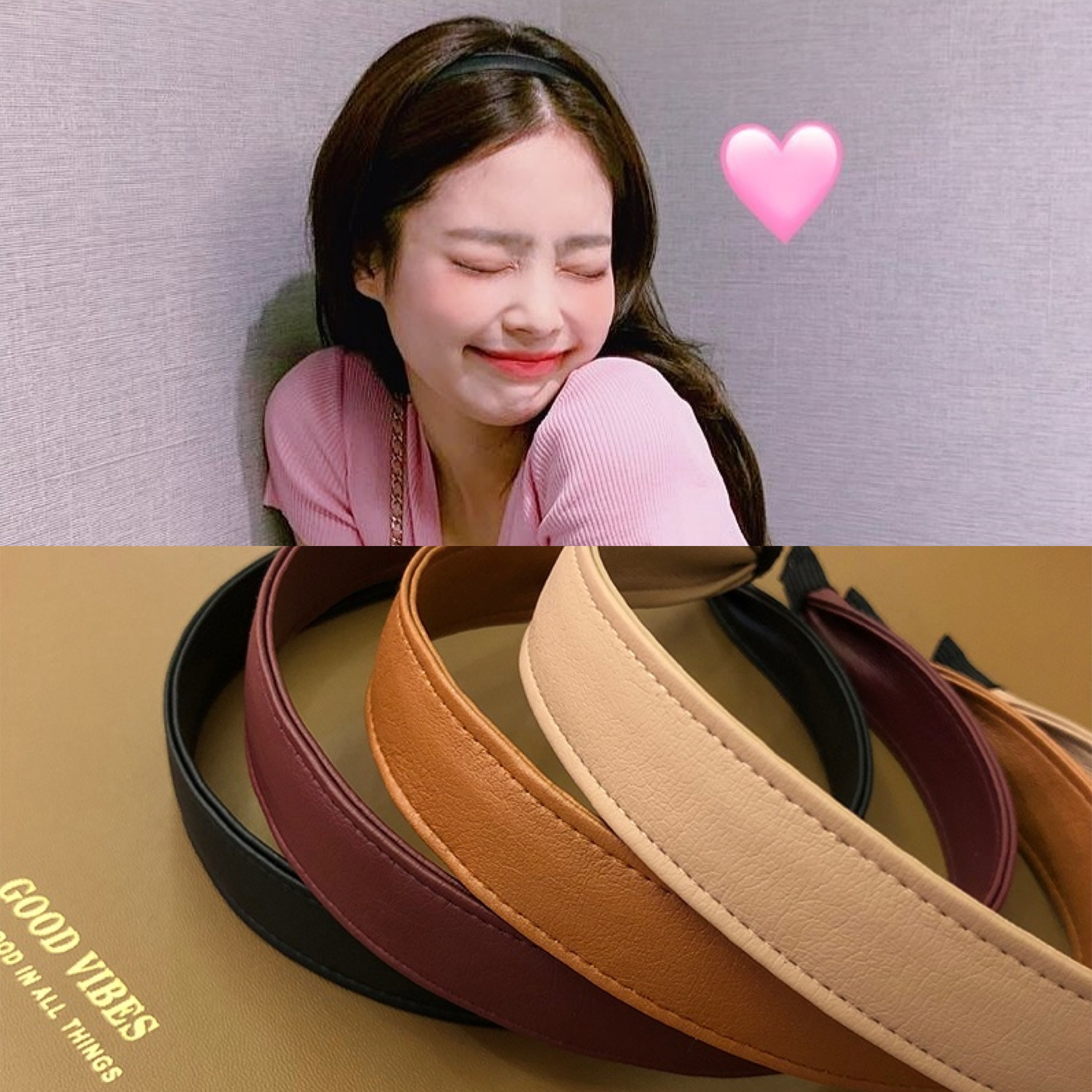 金智妮发箍皮质简约发卡韩国百搭