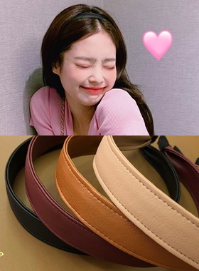 韩国进口正品jenny金智妮同款纯色皮质百搭简约头箍发箍发卡