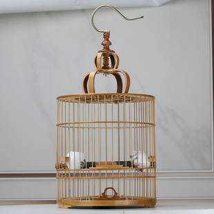 画眉竹鸟笼蜡嘴老竹手工竹皮抛光精品小谷底竹制鸟笼全套包邮