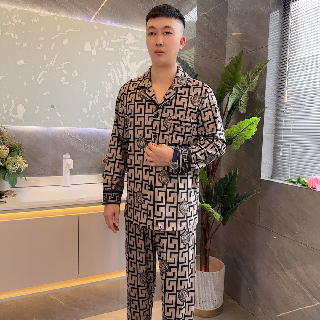 男士秋冬新款薄绒美人头加厚长袖长裤睡衣家居服高级感可外穿