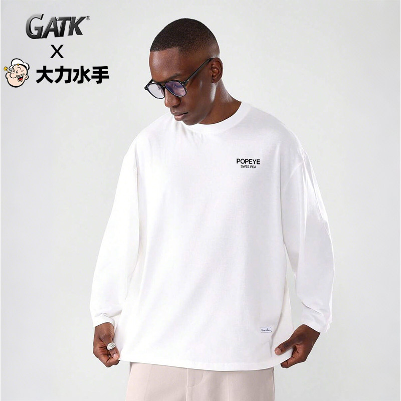 【GATK&大力水手联名款】 美式复古长袖T恤男士秋季宽松休闲上衣