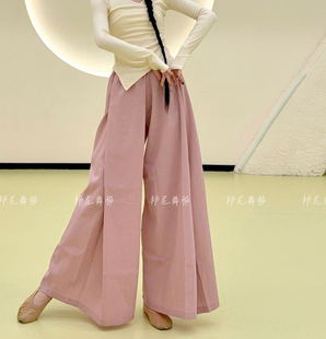 形体服女穿搭中国舞裤 现代舞蹈服古典宽松直筒阔腿日常练功裤 甩裤
