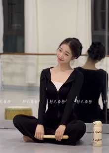 邦尼舞服运动现代古典练功服长袖上衣针织修身显瘦连帽外套舞蹈服