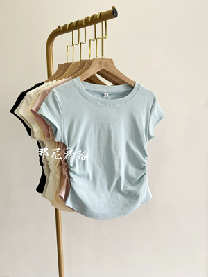 夏日多巴胺古典舞练功服新款短袖圆领上衣中国现代舞形体训练服