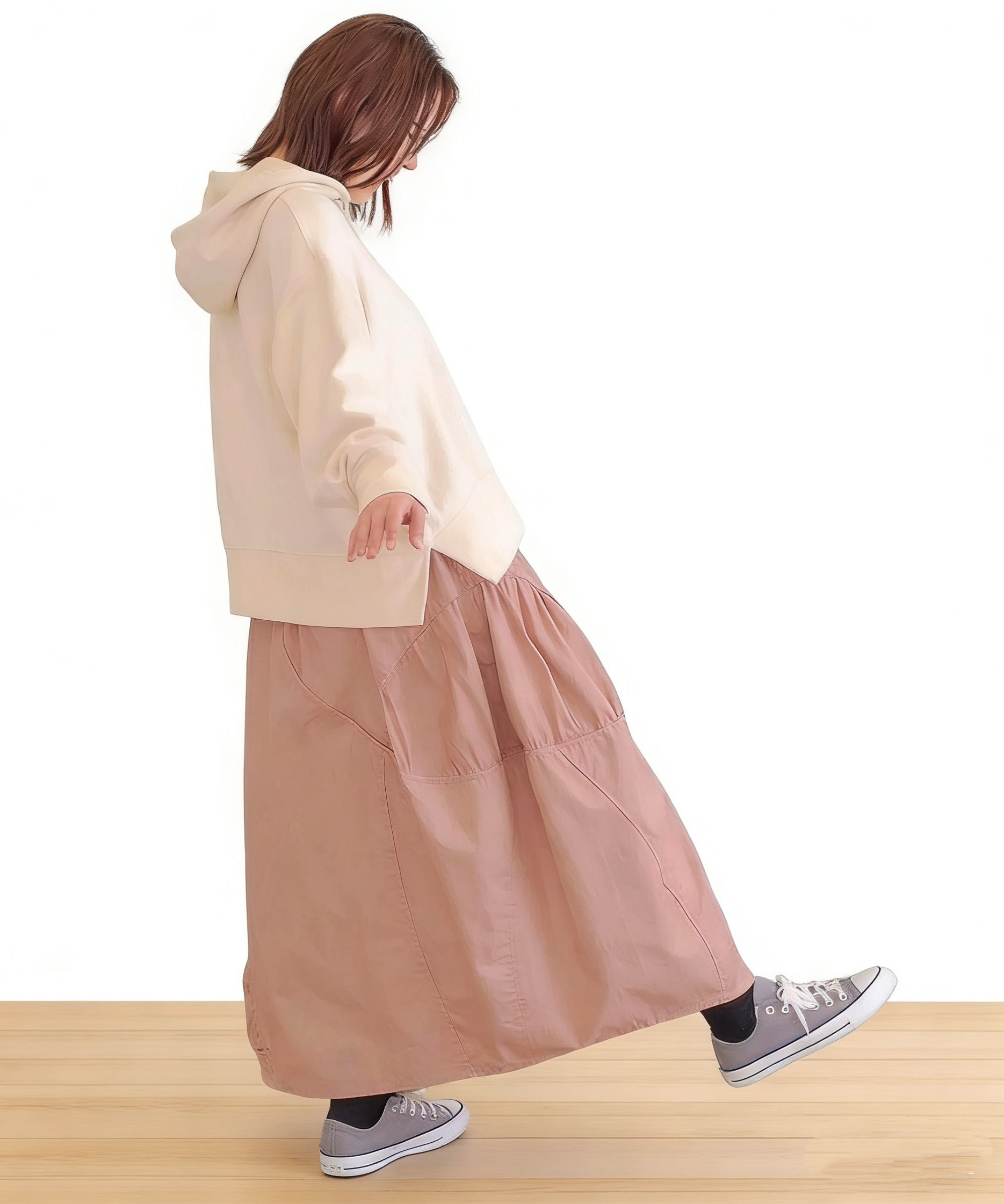 日系原单mililo*piulu家新款纯色宽松不规则奶油泡芙长裙半身裙女