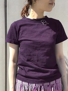 圆领T恤 棉质纯色短袖 日系2026新款 贵牌45R家领口皇冠刺绣简约风格