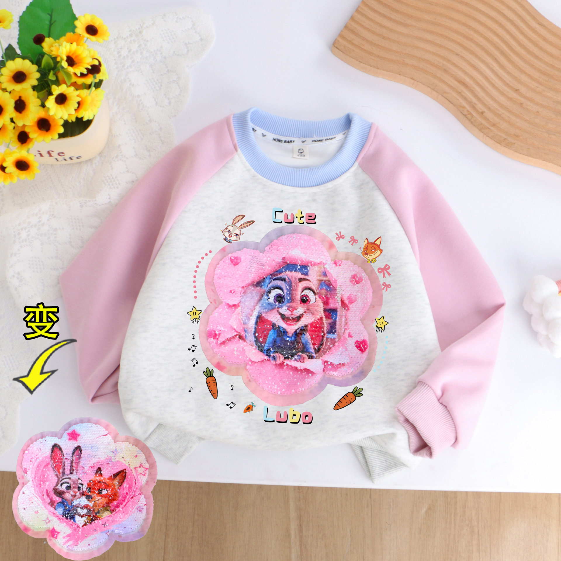 儿童春装卫衣2026新款兔子朱迪狐狸迪克变脸衣服变色亮片网红爆款,童装/婴儿装/亲子装,卫衣/绒衫,淘宝优惠券,粉丝福利购,淘宝优惠卷