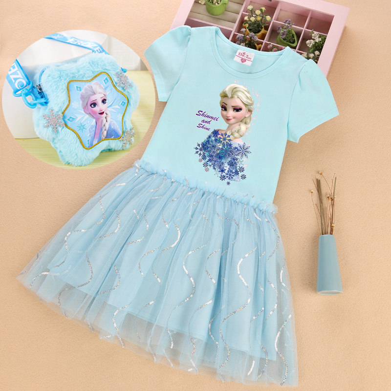 冰雪奇缘公主裙子女童纯棉夏款连衣裙4岁女宝宝新款爱沙夏装衣服5