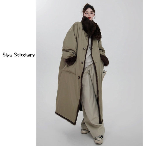 【思语】“烈酒” CC25608 新款大牌宽松阔版皮草长款派克服