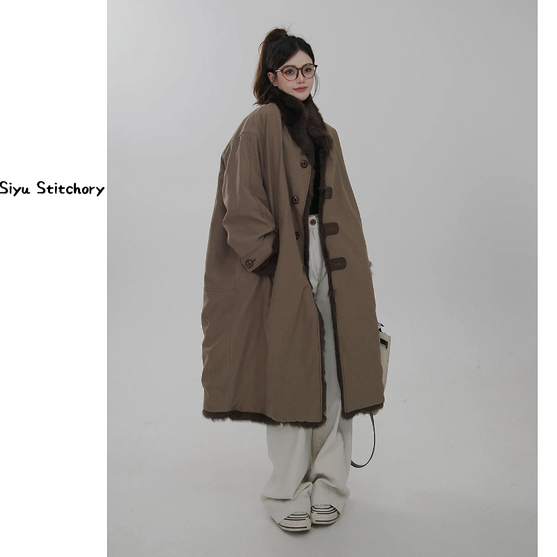 【思语】“踏雪” CC25831 设计师款两面穿皮毛一体中长款皮草