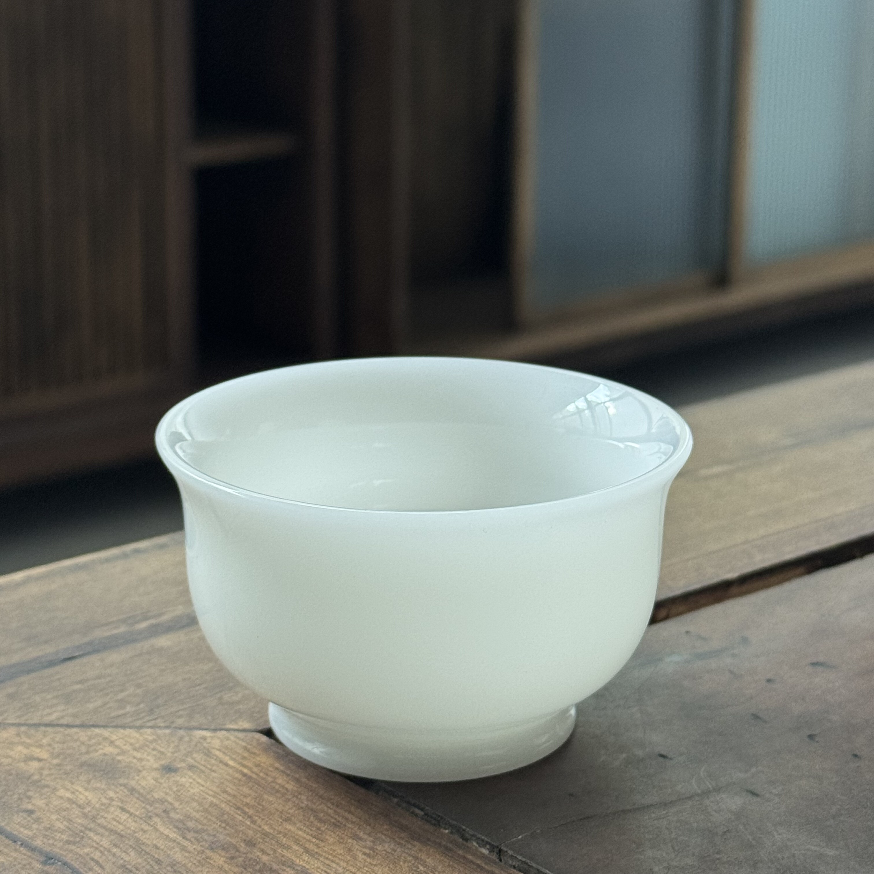 德化白瓷大压手杯璞玉冰种玉瓷主人杯茶杯中式原矿高温瓷高档个人